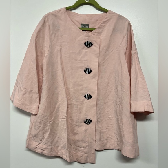Niche Nilgun Derman Pink Linen Blend Lagenlook Tunic Top Size Medium - Picture 1 of 6